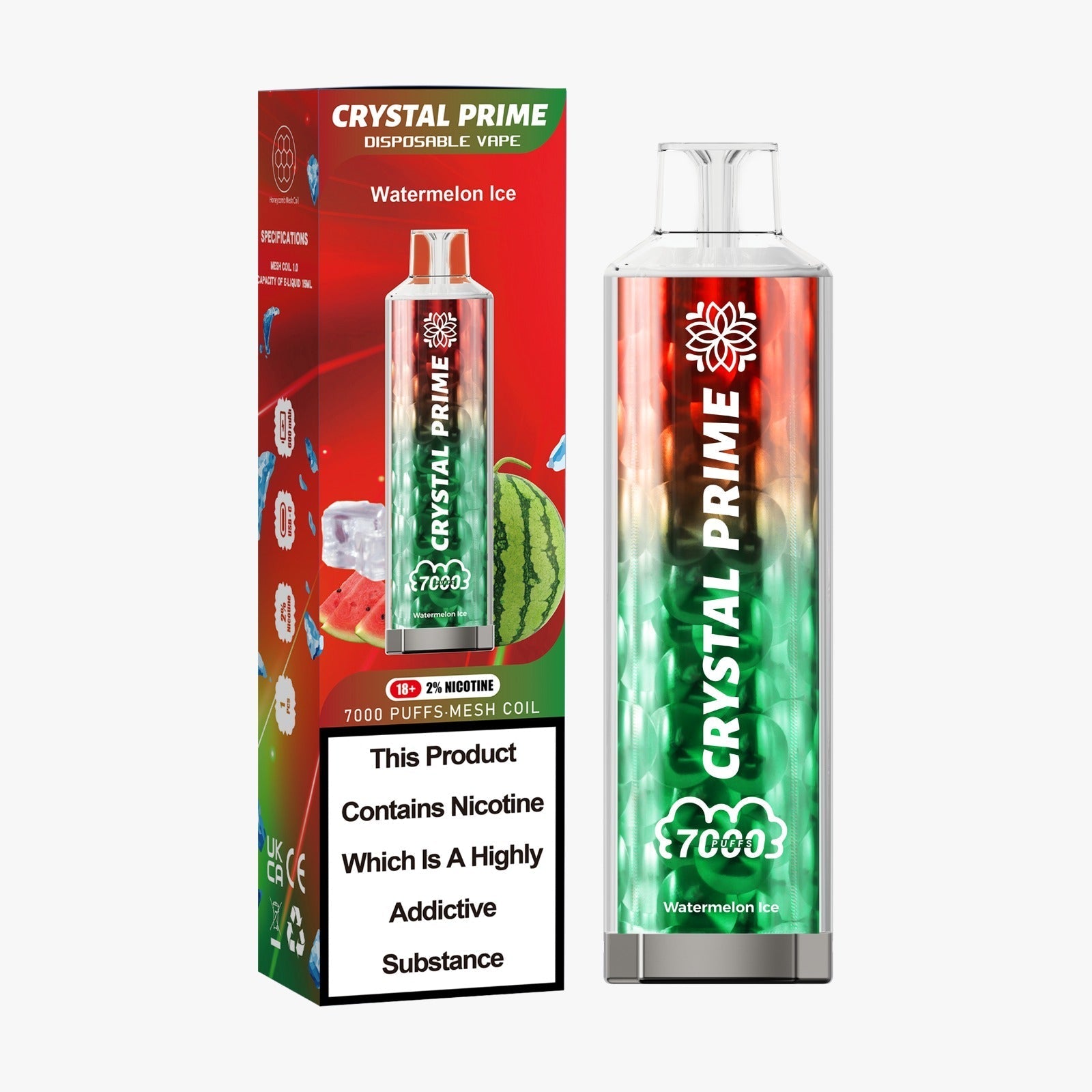 Crystal Prime 3D Effects 7000 Disposable Vape Full Carton (160 Pcs )-Watermelon Ice *Coming Soon*-vapeukwholesale