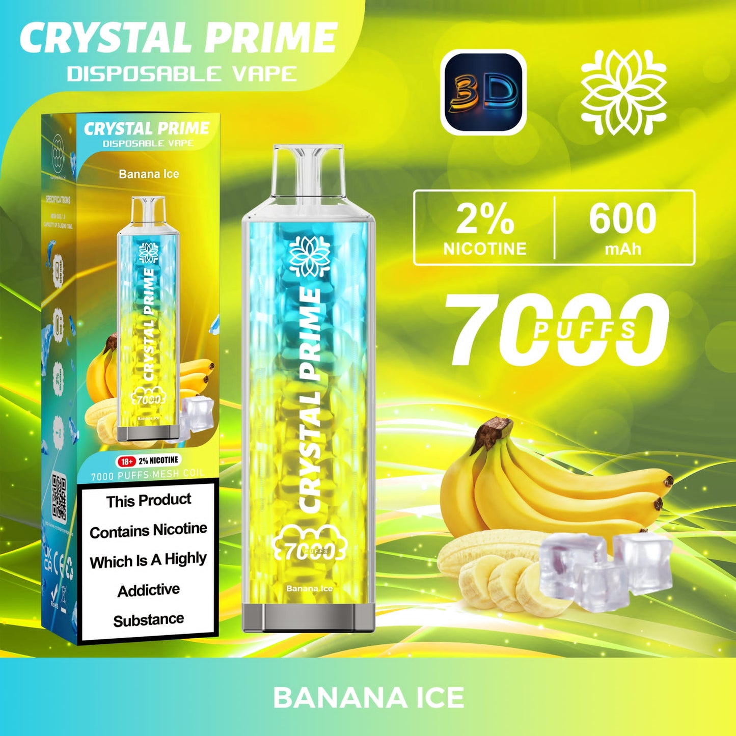 Crystal Prime 7000 Puffs Disposable Vape Box of 10