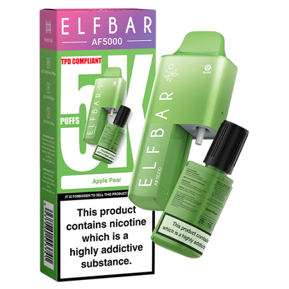 Elf Bar AF5000 Puffs Disposable Vape Device - Box of 5 - Apple Pear *New* - vapeukwholesale