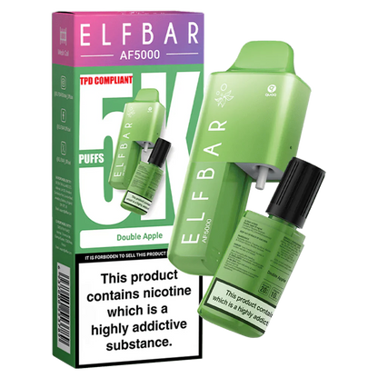 Elf Bar AF5000 Puffs Disposable Vape Device - Box of 5 - Double apple *New* - vapeukwholesale