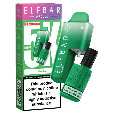 Elf Bar AF5000 Puffs Disposable Vape Device - Box of 5 - Menthol *New* - vapeukwholesale