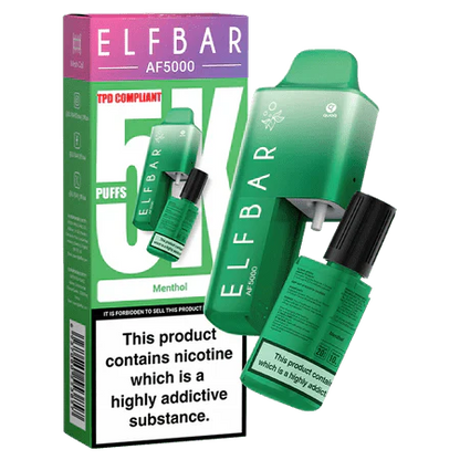 Elf Bar AF5000 Puffs Disposable Vape Device - Box of 5 - Menthol *New* - vapeukwholesale