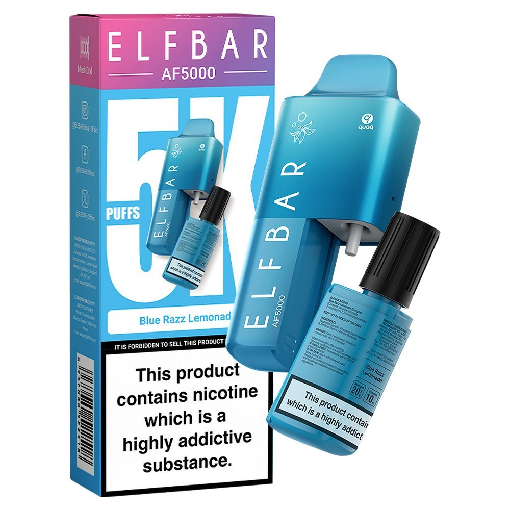 Elfbar AF5000 Puffs Disposable Vape Device - Box of 10-Blue Razz Lemonade-vapeukwholesale