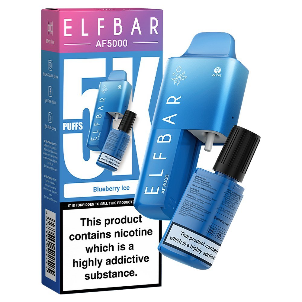 Elfbar AF5000 Puffs Disposable Vape Device - Box of 10-Blueberry Ice-vapeukwholesale