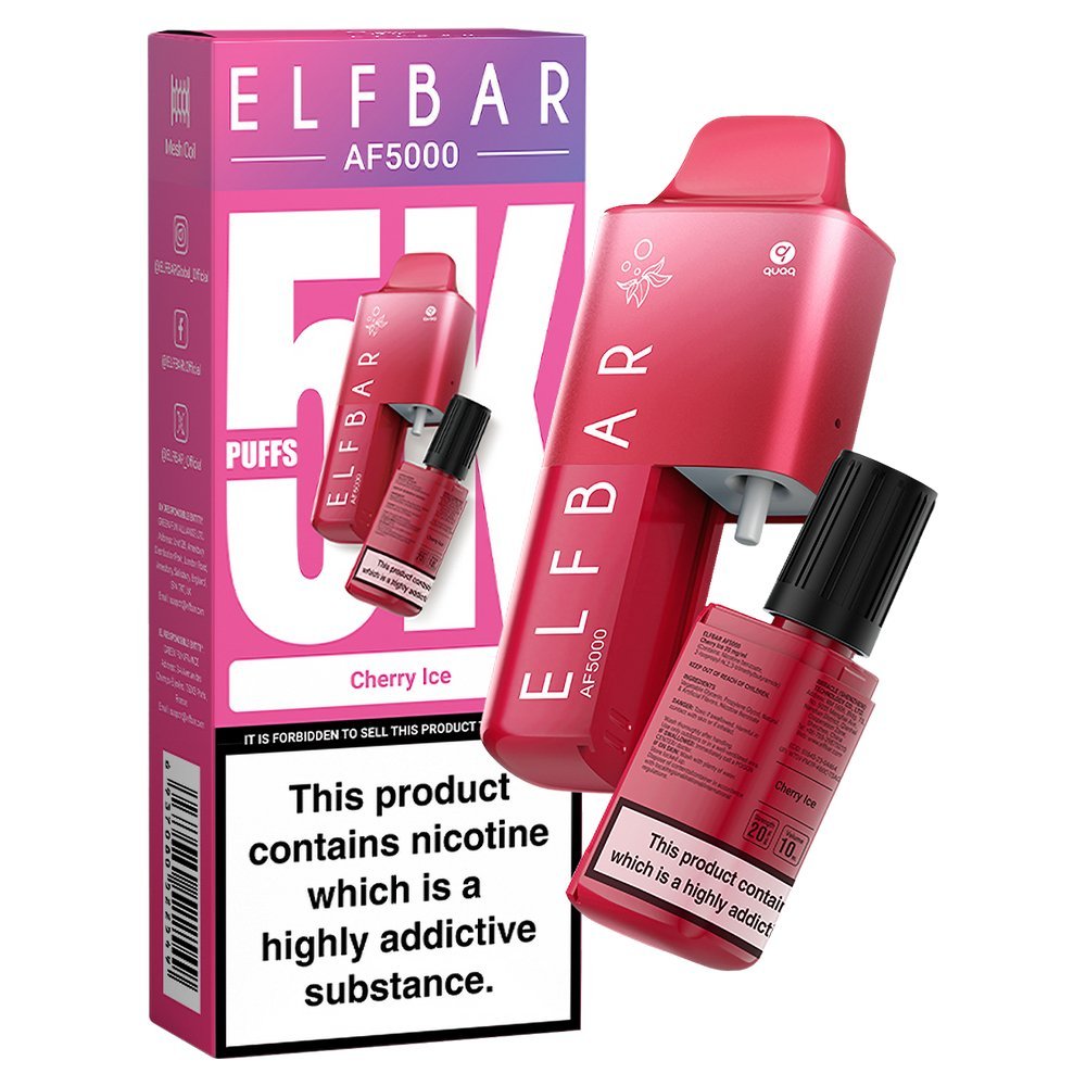 Elfbar AF5000 Puffs Disposable Vape Device - Box of 10-Cherry Ice-vapeukwholesale