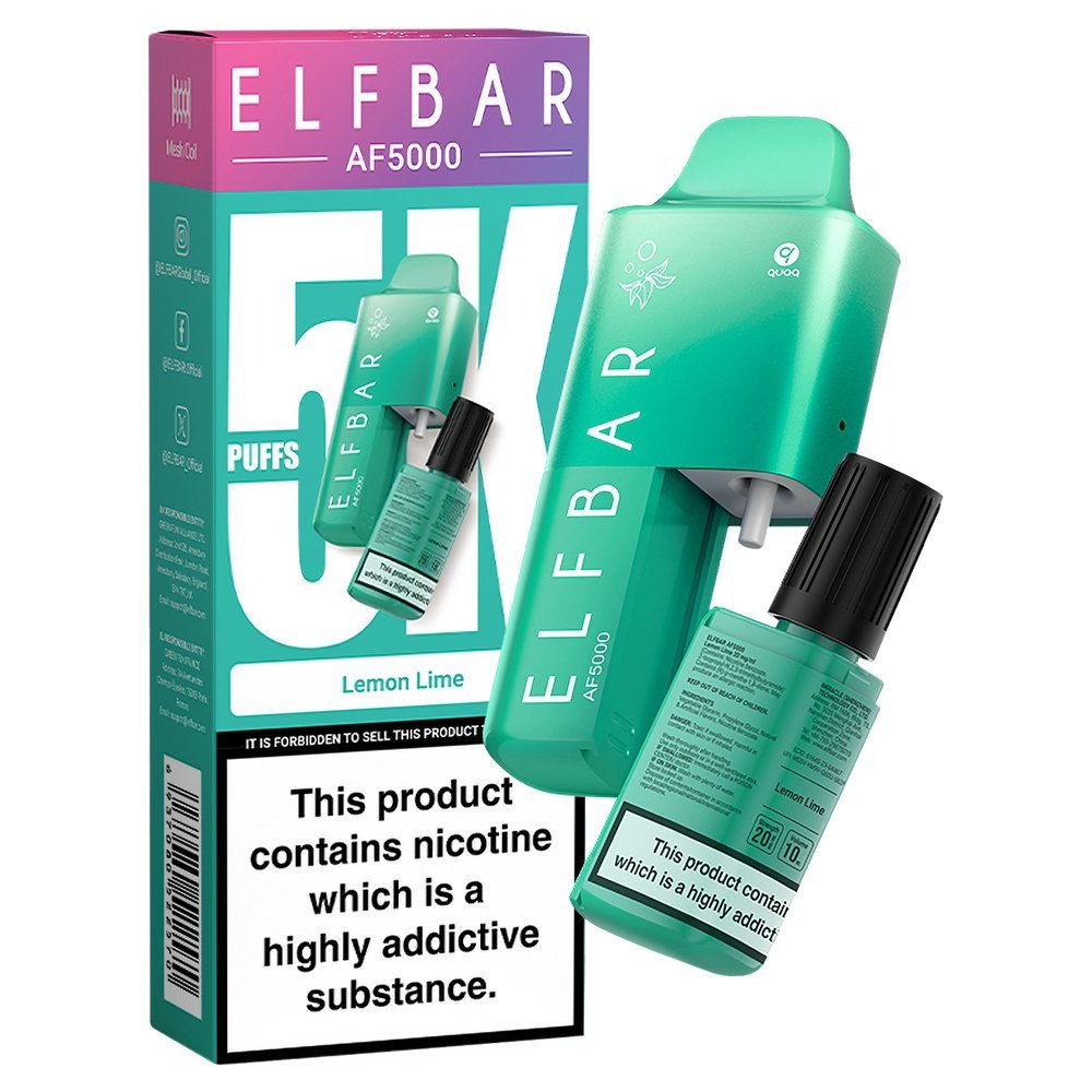 Elfbar AF5000 Puffs Disposable Vape Device - Box of 10-Lemon Lime-vapeukwholesale