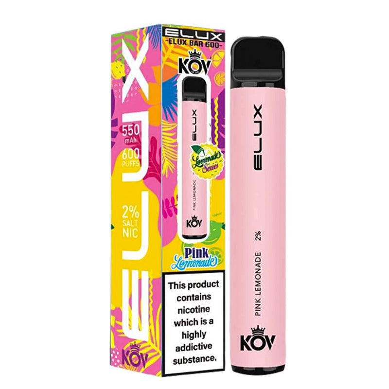 Elux Bar 600 KOV Lemonade Series Disposable Vape Pod Box of 10-Pink Guava Lemonade-vapeukwholesale