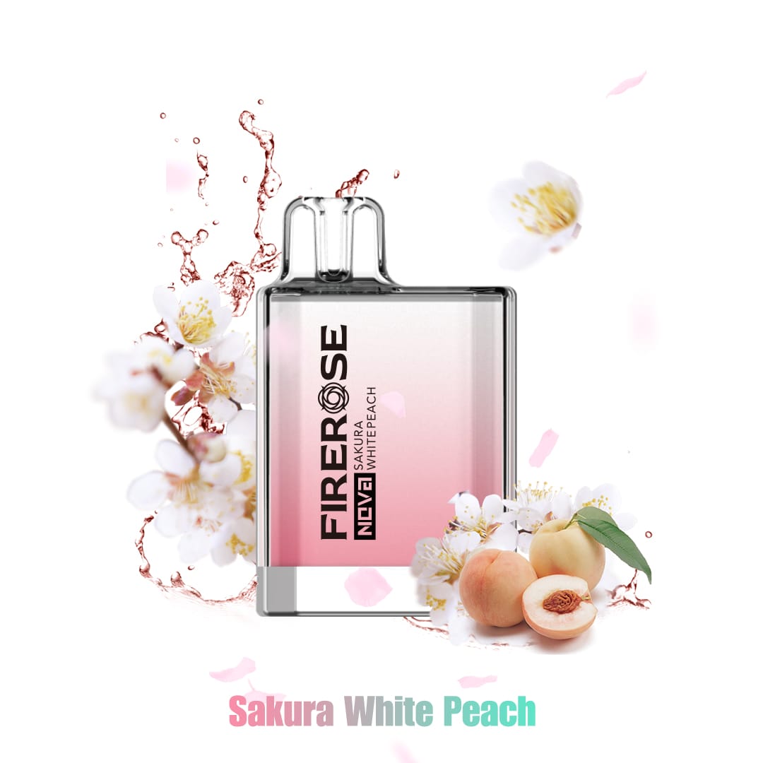 Elux Firerose Nova 600 Disposable Vape Puff Pod Box of 10-Sakura White Peach-vapeukwholesale