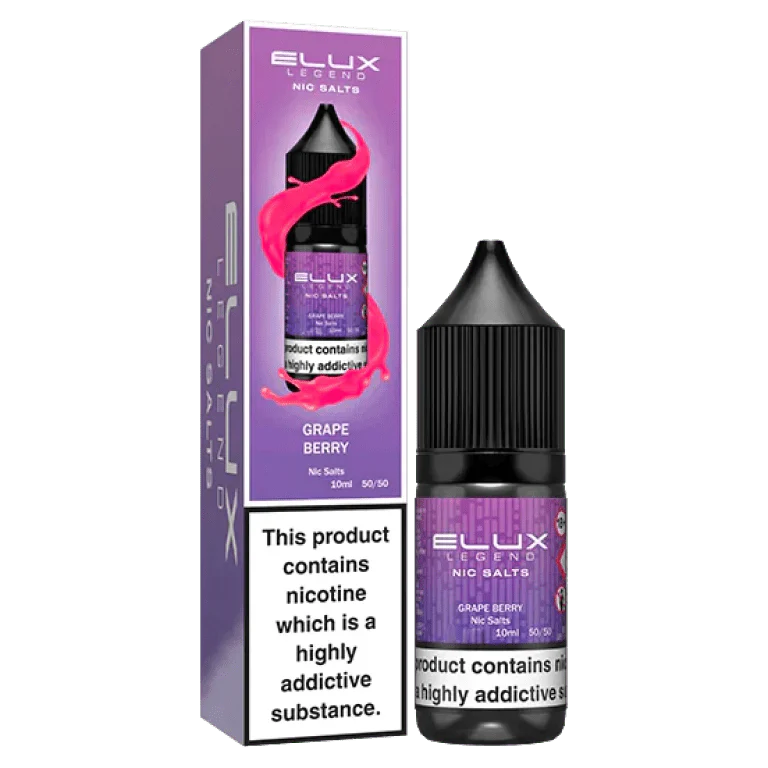 Elux Legend Nic Salts - 10ml E-liquids - Box of 10-Grape Berry *New*-vapeukwholesale