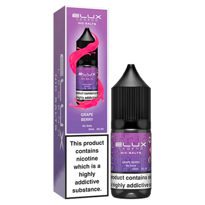 Elux Legend Nic Salts - 10ml E-liquids - Box of 10-Grape Berry *New*-vapeukwholesale