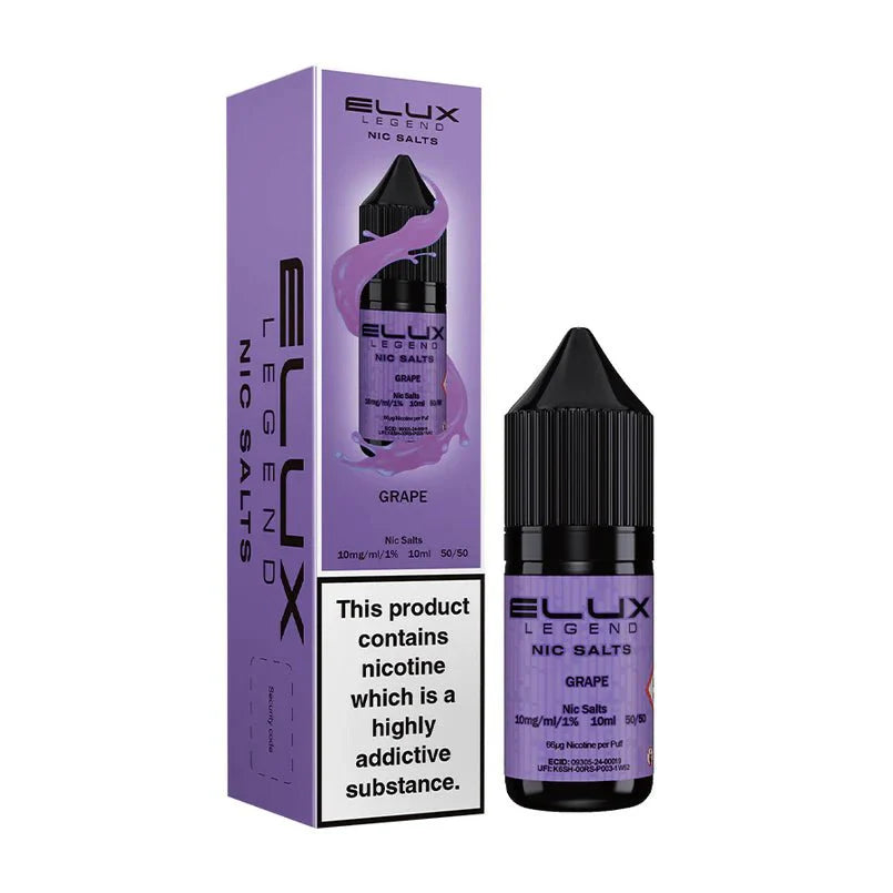 Elux Legend Nic Salts - 10ml E-liquids - Box of 10-Grape *New*-vapeukwholesale