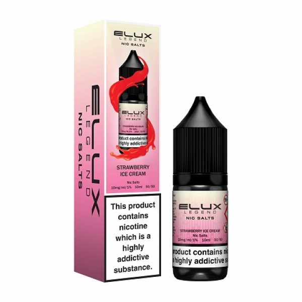 Elux Legend Nic Salts - 10ml E-liquids - Box of 10-Strawberry Ice Cream-vapeukwholesale