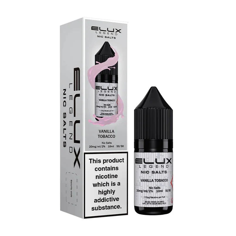 Elux Legend Nic Salts - 10ml E-liquids - Box of 10-Vanilla Tobacco *New*-vapeukwholesale