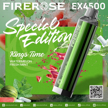 Firerose 4500 Puffs Special Edition Disposable Vape (Box of 10)-Kings Time Edition ( Watermelon Fresh Mint)-vapeukwholesale