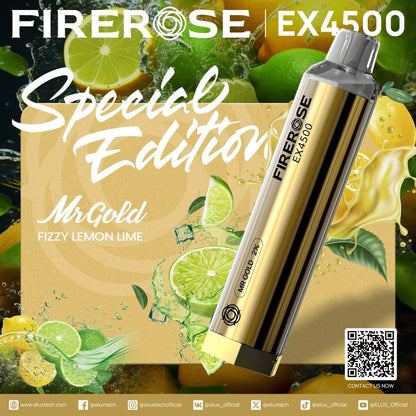 Firerose 4500 Puffs Special Edition Disposable Vape (Box of 10)-Mr Gold Edition (Fizzy Lemon Lime)-vapeukwholesale