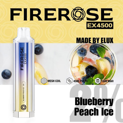 Firerose EX4500 By ELUX | Disposable Vape Pod - Box of 10-Blueberry Peach Ice-vapeukwholesale