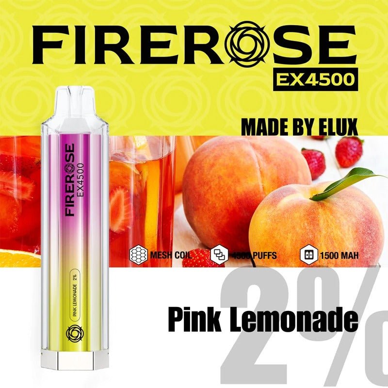 Firerose EX4500 By ELUX | Disposable Vape Pod Box of 10-Pink lemonade-vapeukwholesale