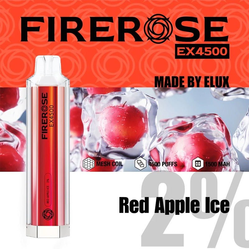 Firerose EX4500 By ELUX | Disposable Vape Pod Box of 10-Red apple ice-vapeukwholesale