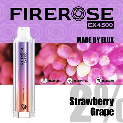 Firerose EX4500 By ELUX | Disposable Vape Pod Box of 10-Strawberry grape-vapeukwholesale