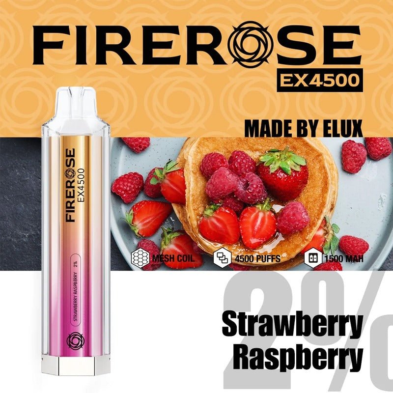 Firerose EX4500 By ELUX | Disposable Vape Pod Box of 10-Strawberry raspberry-vapeukwholesale