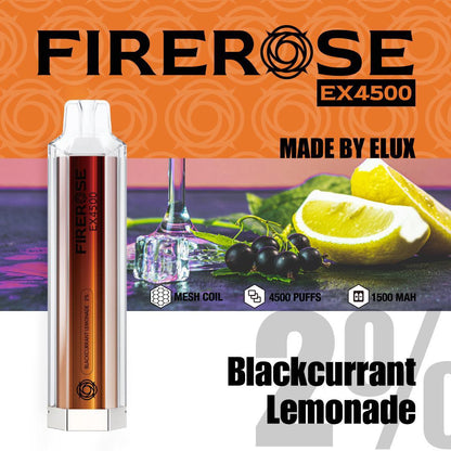 Firerose EX4500 Disposable Vape Pod Box of 10-Blackcurrant Lemonade-vapeukwholesale