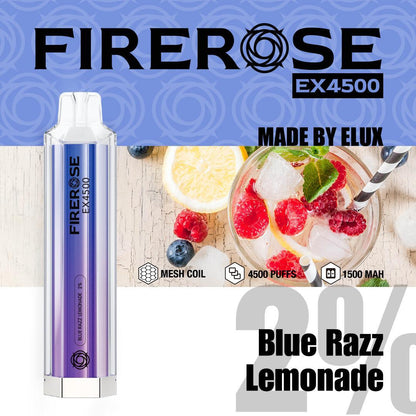 Firerose EX4500 Disposable Vape Pod Box of 10-Blue Razz Lemonade-vapeukwholesale