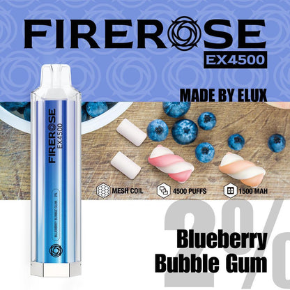 Firerose EX4500 Disposable Vape Pod Box of 10-Blueberry Bubble Gum-vapeukwholesale