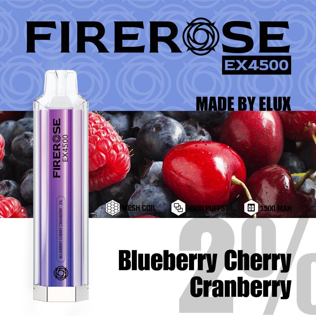 Firerose EX4500 Disposable Vape Pod Box of 10-Blueberry Cherry Cranberry-vapeukwholesale