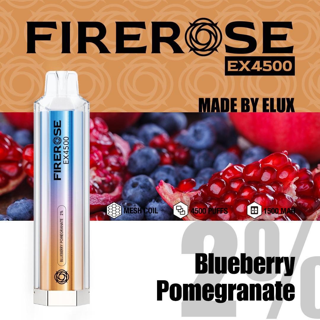 Firerose EX4500 Disposable Vape Pod Box of 10-Blueberry Pomegranate-vapeukwholesale