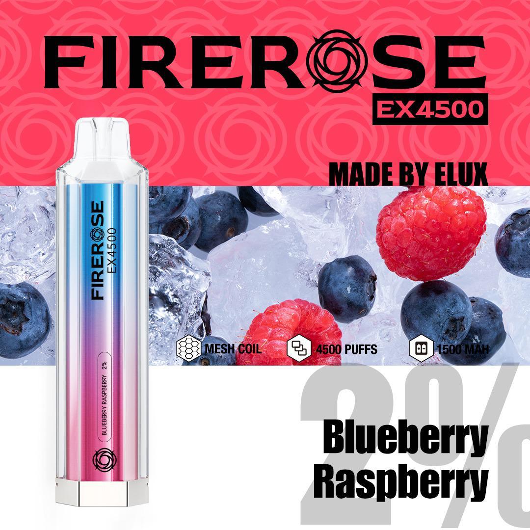 Firerose EX4500 Disposable Vape Pod Box of 10-Blueberry Raspberry-vapeukwholesale