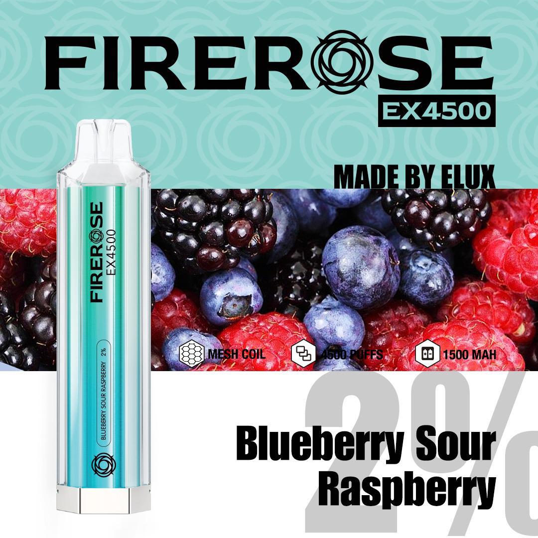 Firerose EX4500 Disposable Vape Pod Box of 10-Blueberry Sour Raspberry-vapeukwholesale