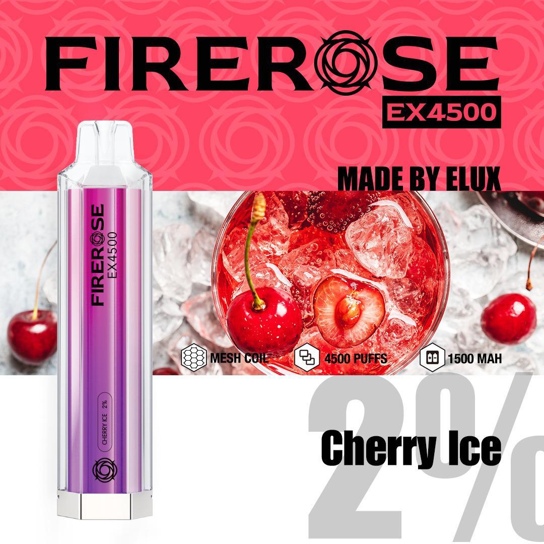 Firerose EX4500 Disposable Vape Pod Box of 10-Cherry Ice-vapeukwholesale