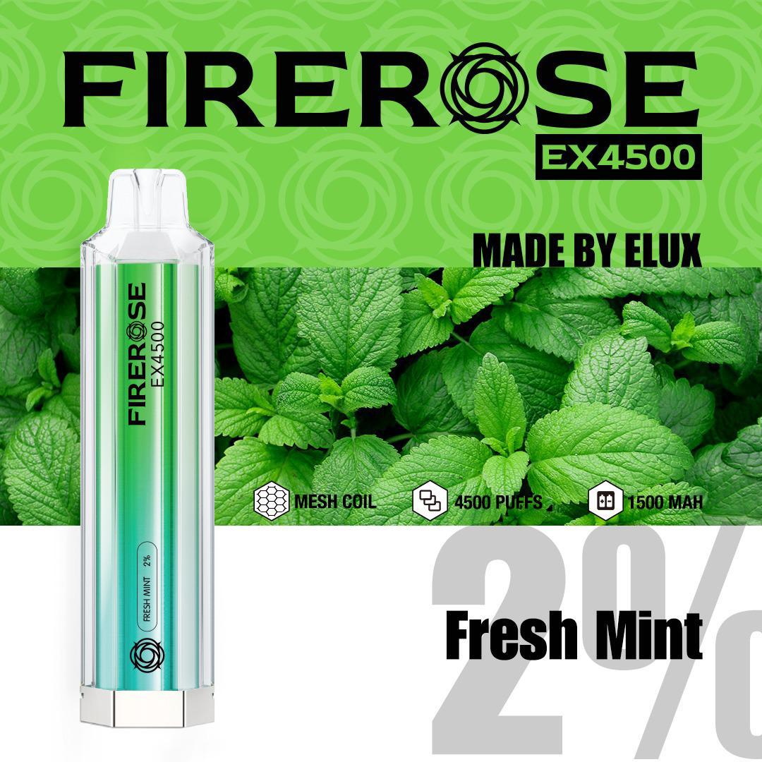 Firerose EX4500 Disposable Vape Pod Box of 10-Fresh Mint-vapeukwholesale