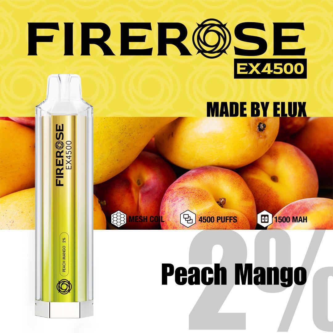 Firerose EX4500 Disposable Vape Pod Box of 10-Peach Mango-vapeukwholesale