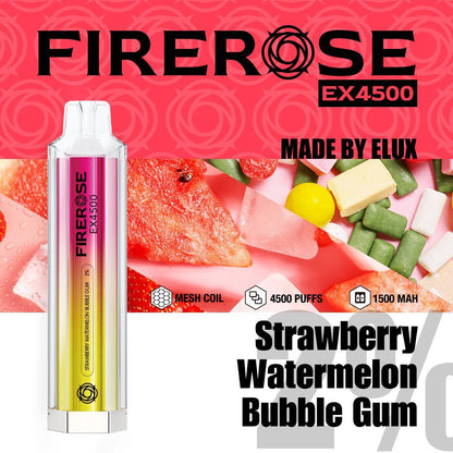 Firerose EX4500 Disposable Vape Pod Box of 10-Strawberry Watermelon Bubble Gum-vapeukwholesale