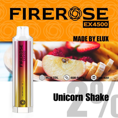 Firerose EX4500 Disposable Vape Pod Box of 10-Unicorn Shake-vapeukwholesale