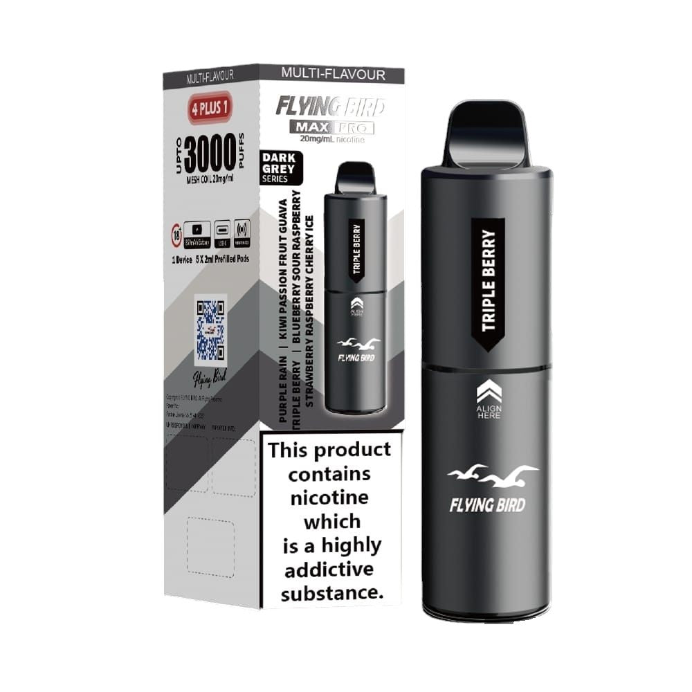 Flying Bird Max Pro 3000 Puffs 4 in 1 Disposable Vape Box of 5 - Dark Grey Series (4 in 1 Edition) - vapeukwholesale