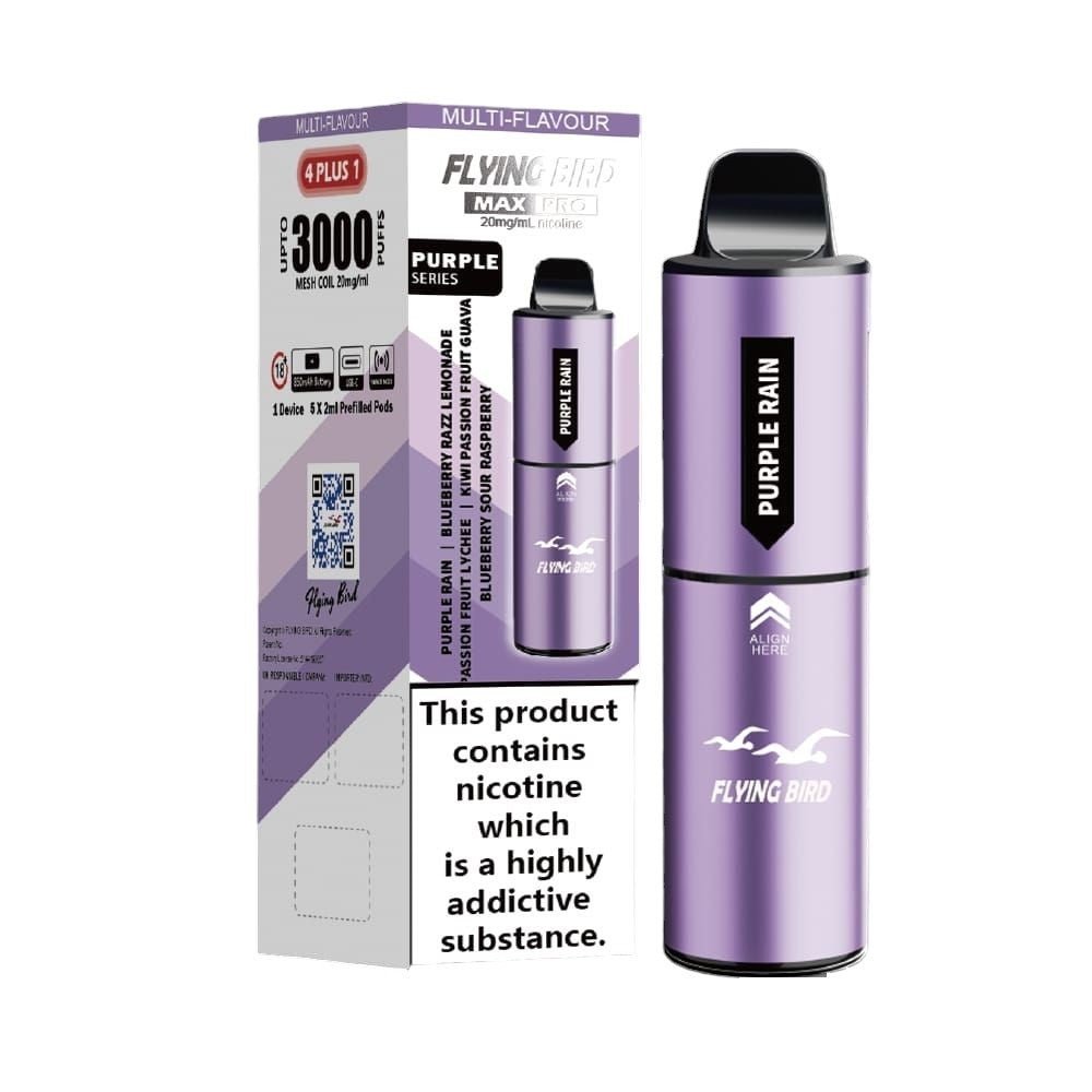 Flying Bird Max Pro 3000 Puffs 4 in 1 Disposable Vape Box of 5 - Purple Series (4 in 1 Edition) - vapeukwholesale