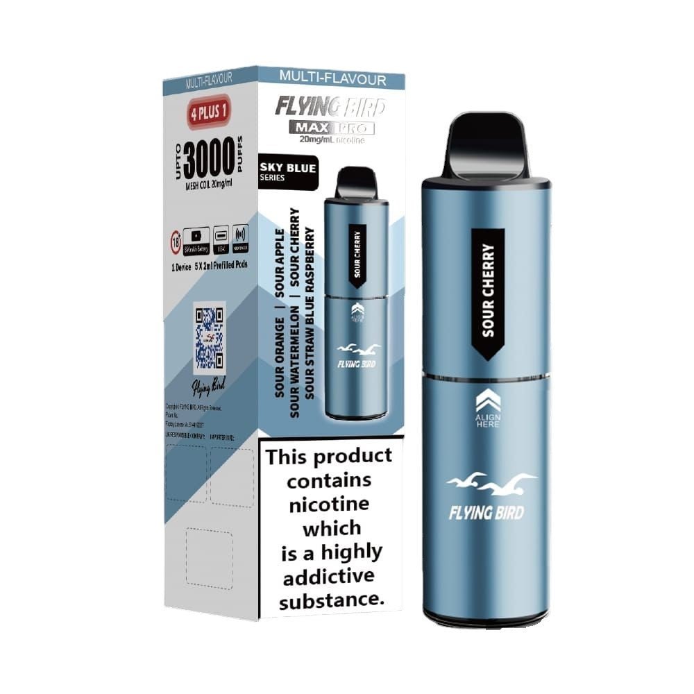 Flying Bird Max Pro 3000 Puffs 4 in 1 Disposable Vape Box of 5 - Sky Blue Series (4 in 1 Edition) - vapeukwholesale