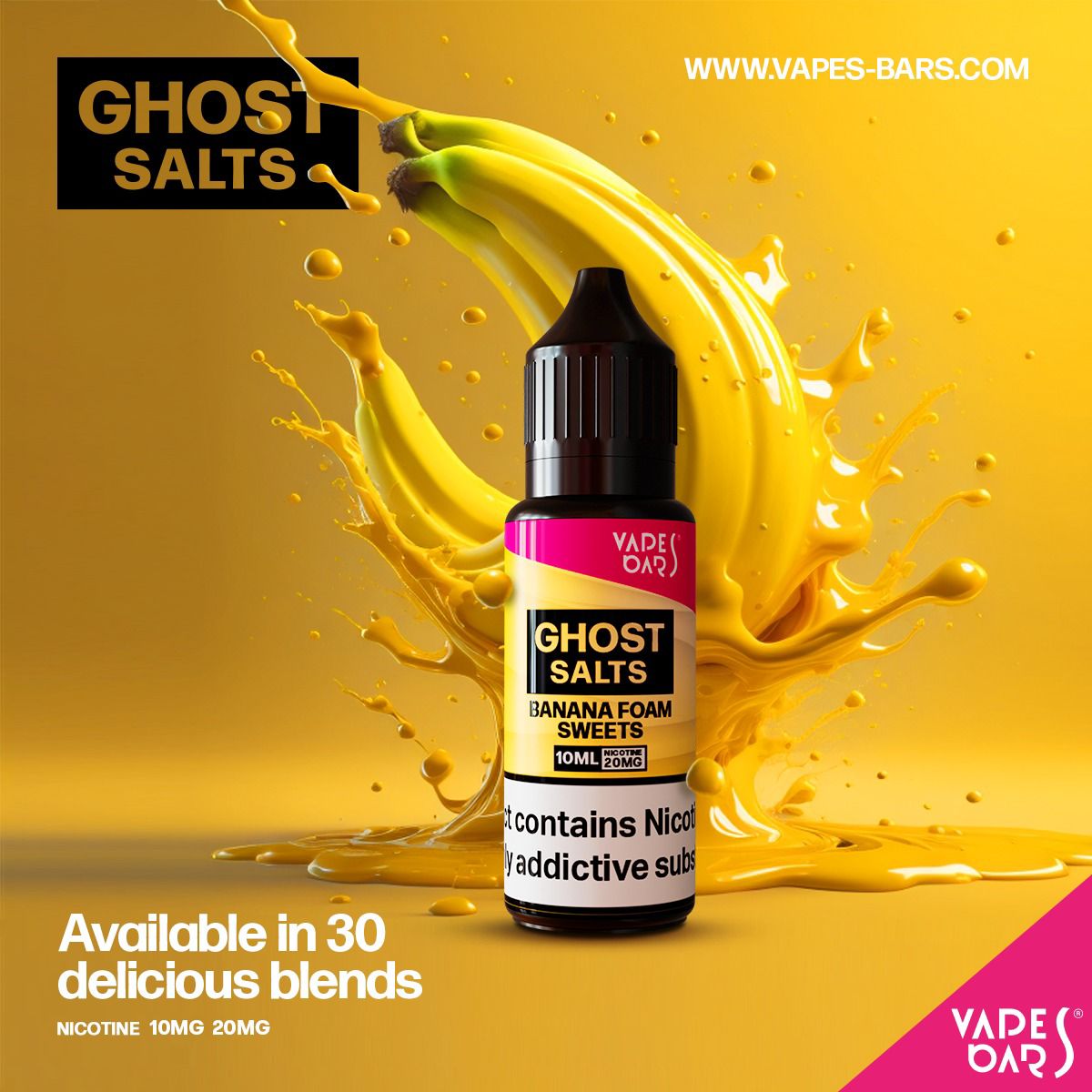 GHOT 3500 Nic Salts 10ml - Box of 10-Banana Foam Sweets-vapeukwholesale