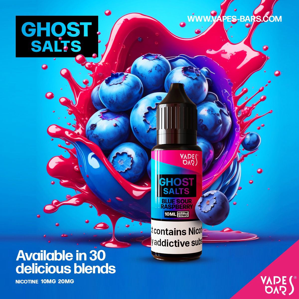 GHOT 3500 Nic Salts 10ml - Box of 10-Blue Sour Raspberry-vapeukwholesale