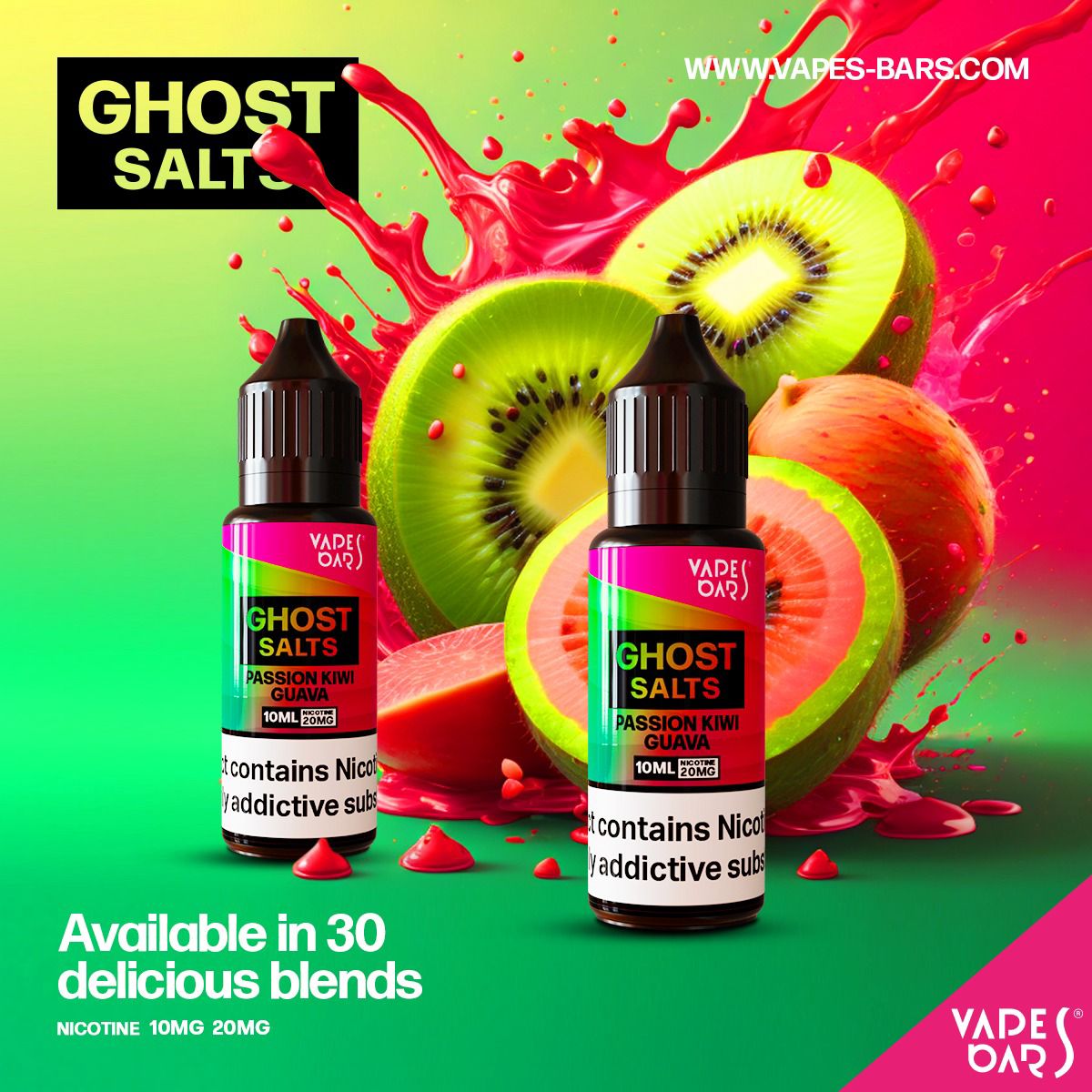 GHOT 3500 Nic Salts 10ml - Box of 10-Passion Kiwi Guava-vapeukwholesale