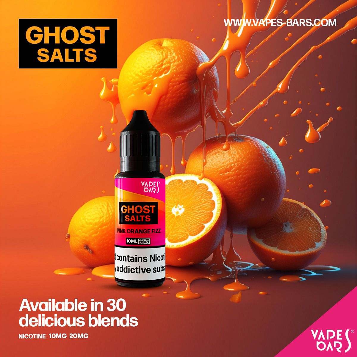 GHOT 3500 Nic Salts 10ml - Box of 10-Pink Orange Fizz-vapeukwholesale