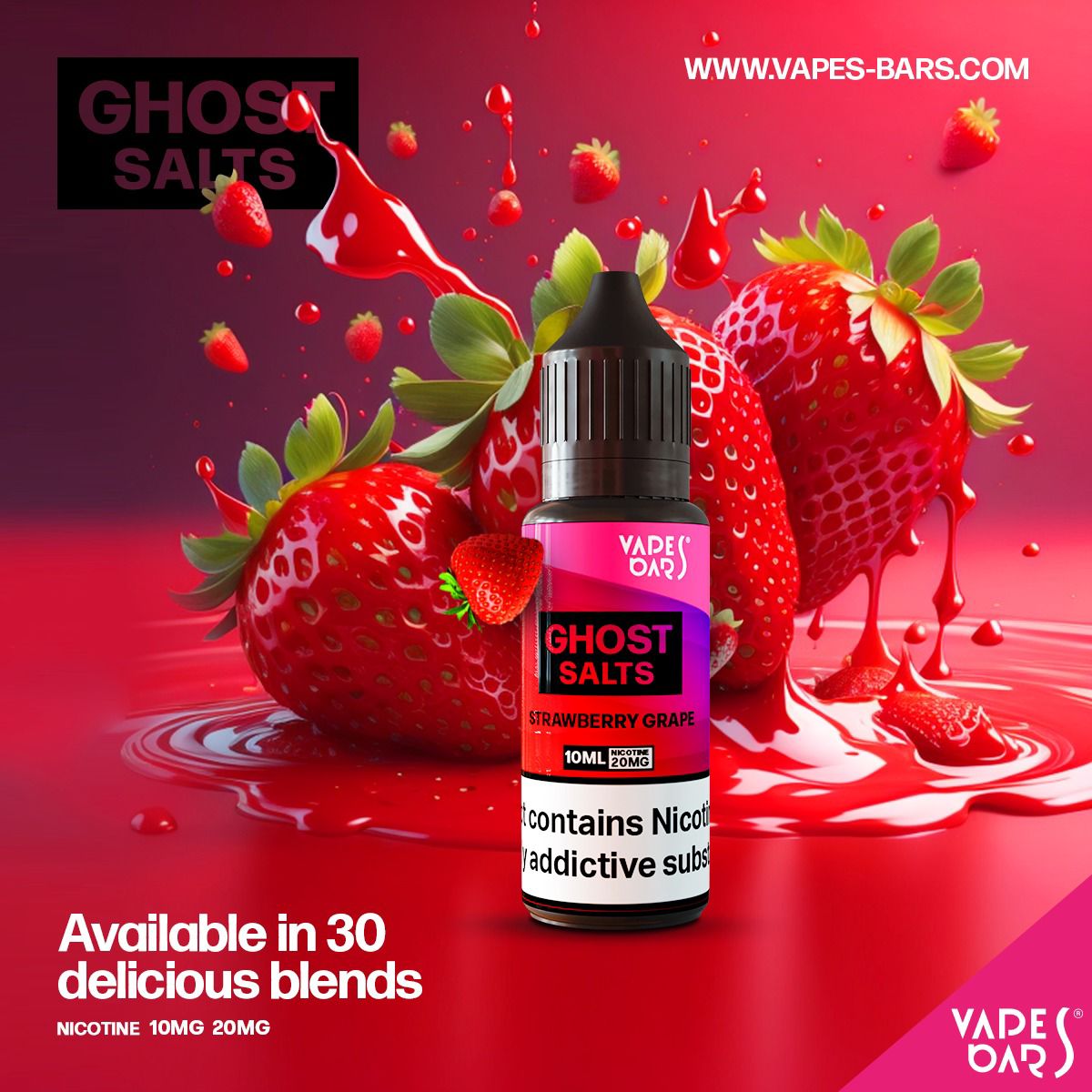 GHOT 3500 Nic Salts 10ml - Box of 10-Strawberry Grape-vapeukwholesale