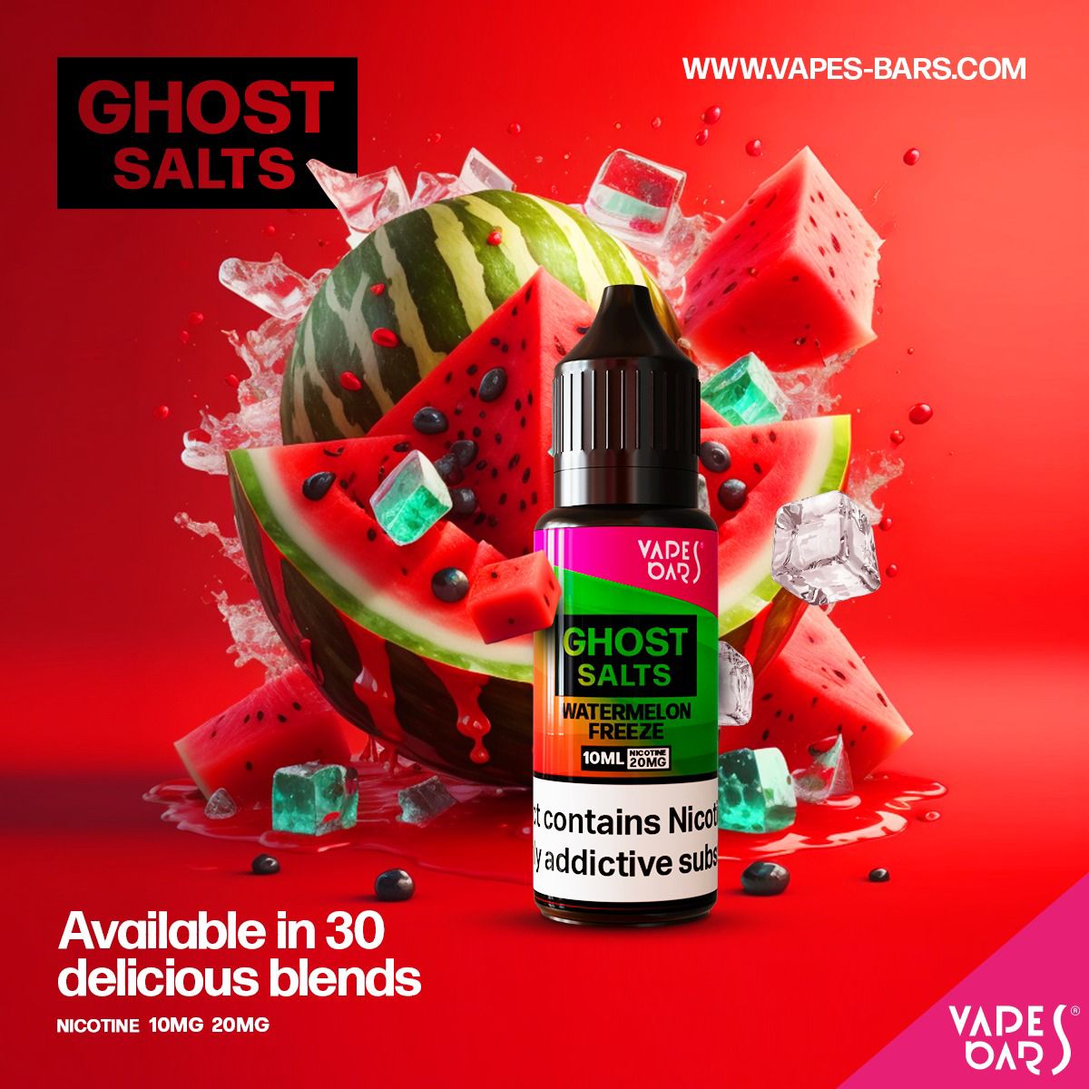 GHOT 3500 Nic Salts 10ml - Box of 10-Watermelon Freeze-vapeukwholesale