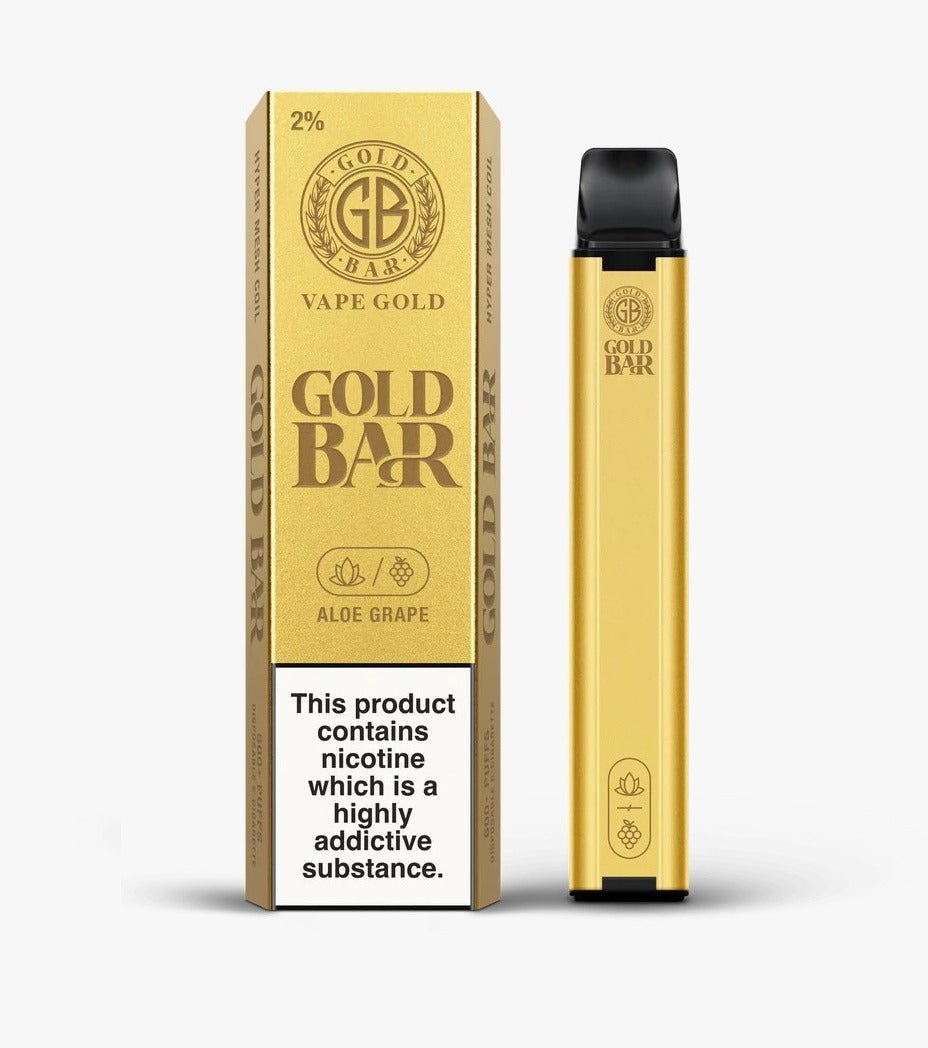 Gold Bar 600 Disposable Vape Pod Puff Pen Device - Box of 10-Aloe Grape *New*-vapeukwholesale