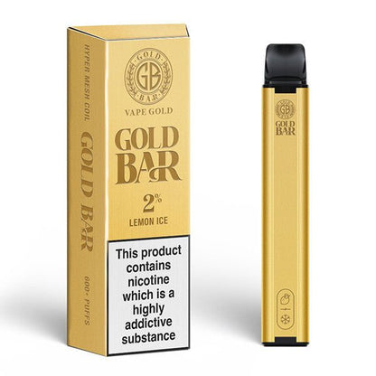 Gold Bar 600 Disposable Vape Pod Puff Pen Device - Box of 10-Lemon Ice-vapeukwholesale