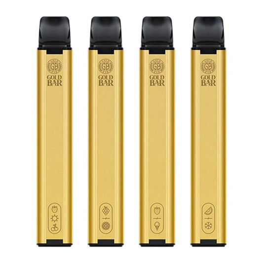 Gold Bar 600 Disposable Vape Pod Puff Pen Device - Box of 10