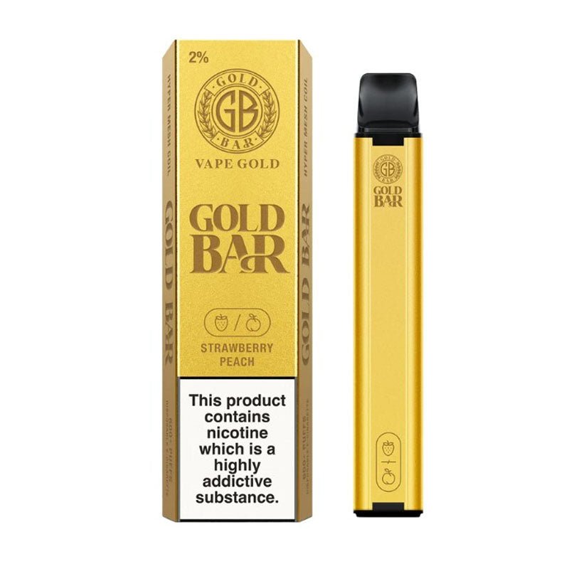 Gold Bar 600 Disposable Vape Pod Puff Pen Device - Box of 10-Strawberry Peach-vapeukwholesale