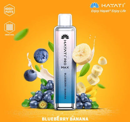 Hayati Crystal Pro Max 4000 Disposable Vape Pod - Box of 10-Blueberry Banana *New*-vapeukwholesale